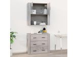 The Living Store Armadio A Muro Grigio Sonoma 80X33X80 Cm Materiale Legno