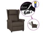 The Living Store Sedia Ad Ala Con Funzione Reclinabile Elettrica In Tessuto Marrone Scuro