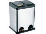 Cestino Per Rifiuti 41X30X41Cm, 16L, Argento, Nero, Acciaio Inox, Plastica