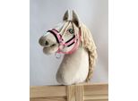 Cavezza Regolabile Per Cavallo Hobby Horse A3 Rosa Con Pelliccia Nera