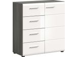 Credenza Salsa 4 Cassetti 1 Anta Bianco Lucido.