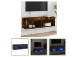 The Living Store Mobile Tv Con Luci Led Rovere Fumé 100X30X30 Cm