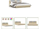 The Living Store Struttura Letto Con Testiera E Luci Led Rovere Sonoma 200X200 Cm