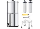 Schwerkraft Wasserfiltersystem - Wasserfiltereimer 7,8 + 8,5 L - 2 Filter - Silber - für sauberes Trinkwasser