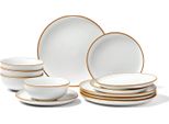Vevor Set Di Stoviglie Per 4 Persone (12 Pezzi) Set Di Piatti E Ciotole Rotonde, Stoviglie In Ceramica, Lavastoviglie E Microonde, Per Dessert Insalata Zuppa Pasta, Bianco