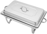 Chafing Dish, Acciaio Inox, Design Rettangolare, Argento