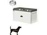 Ciotola Per Cani, Stazione Di Alimentazione Rialzata, Acciaio Inox, Bianco