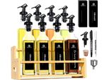 Set Di Bottiglie Per Olio E Aceto, 8 Bottiglie, Ripiano In Bambù, Bottiglia Per Olio E Aceto, M, A 2 Livelli