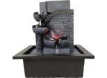 Fontana Da Tavolo Zen - Fontana Da Interno - Luce Led - Cascata - Effetto Pietra In Resina - Feng Shui - Per La Meditazione E Il Relax - Nero