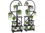 Supporto Per Piante Con Rotelle, A 6 Livelli, Design Mobile, Nero