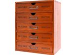 Organizer Da Scrivania, Legno Di Pino, Soluzione Di Archiviazione A 5 Cassetti, Marrone