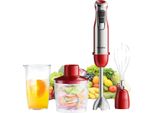 Frullatore A Mano, Multifunzione Con Tritatutto, 6 Impostazioni Di Velocità, HB1200 Red, Spina Ue, 4 In 1