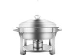 Chafing Dish, Acciaio Inox 410, Capacità 7,5 Litri, Argento