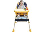 Seggiolone 4 In 1 - Seggiolone Pieghevole - Portatile - Con Poggiapiedi - Vassoio Doppio Rimovibile - 1-2 Anni - Giallo
