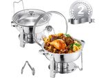 Chafing Dish, Acciaio Inox, Ideale Per Eventi, Confezione Da 2 Argento