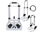 Carrello Manuale Pieghevole, Portata 100 Kg, Alluminio Leggero, Argento