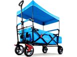 Carrello Pieghevole Da Giardino Da Spiaggia Fuxtec City CT500 Anti Uv Parasole Blu TüRkis