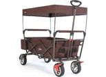 Carrello Pieghevole Da Giardino Da Spiaggia Fuxtec City CT500 Anti Uv Parasole Marrone Braun