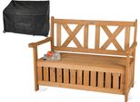 Needs&Wants® Panca Da Giardino In Legno Resistente Alle Intemperie Con Vano Portaoggetti E Copertura, Panca A 2 Posti In Legno Panca Classica, Panca Da Parco Panca Da Giardino Solida Da Esterno Con Cassapanca, 115X58X85 Cm, In Legno Naturale Massiccio, Marrone Scuro