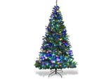 Costway Albero Di Natale Artificiale Con Luci Led Albero Di Natale Illuminato 210 Cm Verde