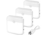 3 Pezzi Luce Notturna A Led Bianco Freddo Ricaricabile Con Rilevatore Di Movimento E Sensore Crepuscolare Per Scale, Camera Da Letto, Corridoio