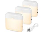 3 Pezzi Luce Notturna A Led Bianco Caldo Ricaricabile Con Rilevatore Di Movimento E Sensore Crepuscolare Per Scale, Camera Da Letto, Corridoio