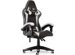Bigzzia Sedia Da Gioco Ergonomica - Sedie Da Gioco Con Cuscino Lombare + Poggiatesta Sedia Da Gioco Sedia Da Ufficio Regolabile In Altezza Sedia Da Computer Per Adulti Ragazza Ragazzo - Nero E Bianco