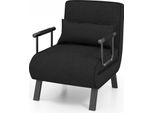 Poltrona Letto Pieghevole Costway 4 In 1, Divano Letto Con Schienale Regolabile In 5 Posizioni E Cuscino Rimovibile E Seduta Imbottita, Divano Letto Con Struttura In Metallo, Portata Fino A 150 Kg (Nero)