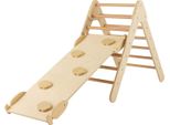 Triangolo Di Arrampicata Costway Con Rampa, Struttura Di Arrampicata In Legno, Triangolo A Pioli Per Arrampicarsi E Scivolare, Per Bambini Da 1 Anno (Natura)