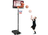 Canestro Costway Con Supporto 90-210 Cm Regolabile In Altezza, Supporto Per Pallacanestro Con 2 Ruote, Sistema Di Canestri Per Bambini, Adulti, Resistente Alle Intemperie, Da Esterno