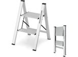 Costway Scala A Gradini 2 Gradini, Scala Pieghevole In Alluminio Fino A 150 Kg, Gradino Pieghevole E Antiscivolo, Scala A Gradini Per La Casa, Per Casa Ufficio Garage, Argento (2 Gradini)