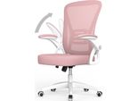 Sedia Da Ufficio - Seduta Ergonomica - Sedia Con Braccioli Ribaltabili A 90° - Supporto Lombare - Altezza Regolabile - Rosa