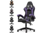 Sedia Da Gioco Ergonomica - Cuscino Lombare + Poggiatesta - Altezza Regolabile - Nero E Viola