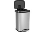 Costway Cestino Per Rifiuti Da Cucina, Cestino Da 50L, Cestino A Pedale Con Coperchio A Chiusura Morbida, Sistema Di Separazione Dei Rifiuti Incl. Scomparto Per La Deodorazione, In Acciaio Inox E Plastica (Argento / 50L)