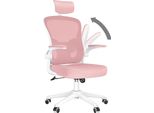 Sedia Da Ufficio - Sedia Ergonomica Da Ufficio - Sedia Girevole Con Supporto Lombare - Poggiatesta, Braccioli E Altezza Regolabili - Bianco E Rosa