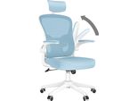 Sedia Da Ufficio - Sedia Ergonomica Da Ufficio - Sedia Girevole Con Supporto Lombare - Poggiatesta, Braccioli E Altezza Regolabili - Bianco E Blu