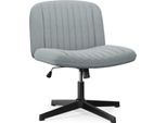 Sedia Da Ufficio Senza Braccioli - Sedia Da Scrivania Con Rivestimento In Tessuto - Sedia Da Lettura Con Ampio Cuscino Per Sedersi A Gambe Incrociate - Funzione Dondolo - Altezza Regolabile - Sedia Girevole A 360° Per La Casa - Grigio
