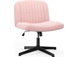 Sedia Da Ufficio Senza Braccioli - Sedia Da Scrivania Con Rivestimento In Tessuto - Sedia Da Lettura Con Ampio Cuscino Per Sedersi A Gambe Incrociate - Funzione Dondolo - Altezza Regolabile - Sedia Girevole A 360° Per La Casa - Rosa
