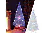 Costway Albero Di Natale Artificiale Con Luci, Albero Di Natale Con Luci Led Colorate E Fibra Di Vetro E Cima A Stella, Albero Di Natale Per Casa Ufficio Negozi Hotel, Bianco (180 Cm)