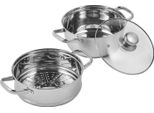 Vevor Pentola A Vapore Da 22 Cm In Acciaio Inox Con Coperchio In Vetro, 1 Ripiano (1X Pentola A Pressione E 1X Pentola Per Zuppa) Pentola A Vapore A Induzione Pentola A Pressione Pentola Di Cottura Per Verdure, Pesce, Zuppa, Gnocchi
