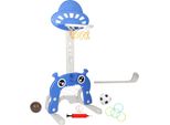 Set Di Canestri Per Bambini 4 In 1 Regolabile In Altezza, Parco Giochi Per Bambini Con Canestro Da Basket & Porta Da Calcio & Gioco Di Lancio & Golf