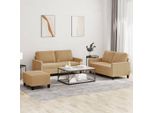 Set Di Divani Semplici A 3 Pezzi Con Cuscini In Velluto Marrone - Classic Sofas DE9429820 3Parcel
