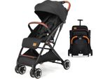 Costway Passeggino Pieghevole, Passeggino Da Viaggio Con Schienale Regolabile E Capottina, Cintura A 5 Punti, Per Bambini Da 0 A 36 Mesi (Nero)
