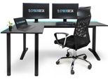 Scrivania Da Gioco Angolare Syberdesk V2 Led, 197 X 132 Cm, Scrivania Da Gioco A L Rgb, Hub Usb, Cablaggio, Scrivania Da Computer A L, (Sinistra, Nero)
