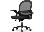Sedia Ergonomica Per Ufficio - Sedia Da Scrivania Con Rivestimento In Rete Traspirante - Braccioli Ribaltabili - Regolabile In Altezza - Sedia Girevole A 360° - Nero