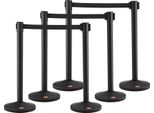 Vevor Sistema Di Controllo Della Folla Nastro Barriera Palo Barriera 6 Pezzi, 2 M X 48 Mm Nastro Retrattile Nero, Acciaio Al Carbonio Sistema Di Controllo Della Folla Palo Barriera Adatto Per Aeroporti, Centri Commerciali
