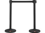 Vevor Sistema Di Guida Per Il Personale Nastro Di Sbarramento Paletti Di Sbarramento 2 Pezzi, 2 M X 48 Mm Nastro Retrattile Nero, Pvc Sistema Di Guida Per Il Personale Paletti Di Sbarramento Adatto Per Aeroporti, Fiere, Luoghi Di Competizione, Ecc.