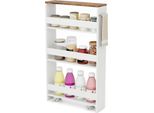 Costway Carrello Portaoggetti Sottile A 4 Livelli, Carrello Di Servizio Mobile Stretto Con Ripiani Aperti, Carrello Da Cucina Su Ruote
