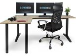 Tavolo Da Gioco Angolare Syberdesk V2 Led, 197 X 132 Cm, Tavolo Da Gioco A L Rgb, Hub Usb, Gestione Dei Cavi, (A Sinistra, Rovere Artigianale)