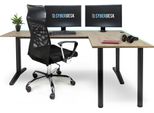 Syberdesk Scrivania Angolare Da Gioco V2 Led, 197 X 132 Cm, Scrivania Da Gioco Rgb A Forma Di L, USB-HUB, Gestione Dei Cavi, Rovere Artisan, (Stile Rovere Destro)